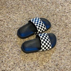 Vans Kids Black and White Checkered Slide On Sandals